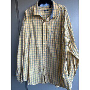 Izod Plaid Button Front Casual Shirt Mens 2XL